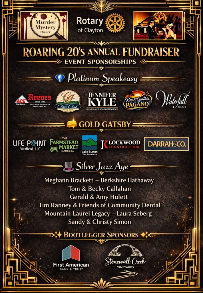 Event Sponsorship Levels Overview of Platinum, Gold, Silver, and Bootlegger sponsors. - Rotary Club Of Clayton Event Sponsorship Levels Overview of Platinum, Gold, Silver, and Bootlegger sponsors.