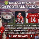 UGA Football Package Premium Georgia Bulldogs fan package with signed memorabilia and game tickets. - Rotary Club Of Clayton UGA Football Package Premium Georgia Bulldogs fan package with signed memorabilia and game tickets.