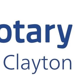 Rotary International logo with the gear wheel on the right and the text 'Rotary Club of Clayton' on the left.