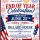 Poster for Rotary Club of Clayton End of Year Celebration on Thursday, June 25, 5:30–8:00pm at the Dillard House with fireworks imagery