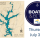 Event flyer showing a Lake Burton map (Rabun County, Georgia) on the left and a blue circular 'Boats & Bites' Rotary logo on the right, with the date 'Thursday July 30' in blue.