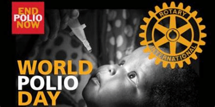 Rotary Club of Clayton October 29 newsletter: World Polio Day campaign graphic.