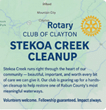 Rotary Club of Clayton October 22 newsletter: Stekoa Creek cleanup.